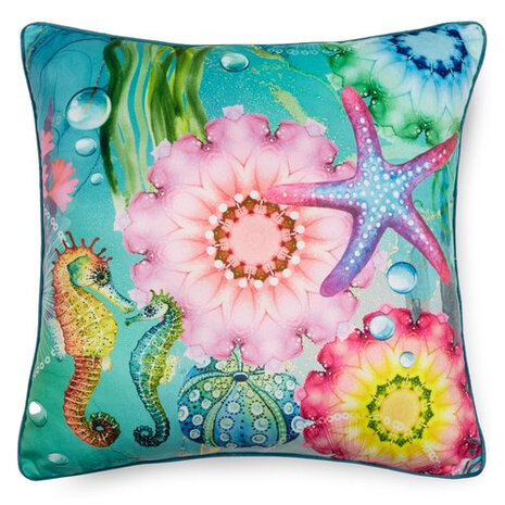 sierkussen Amada 48 x 48 cm polyester blauw