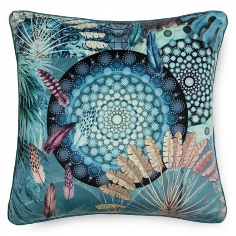 sierkussen Kanya 48 x 48 cm polyester blauw
