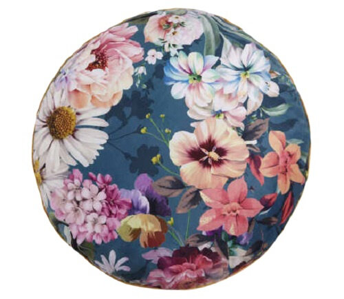 sierkussen rond Novara 55 cm polyester blauw