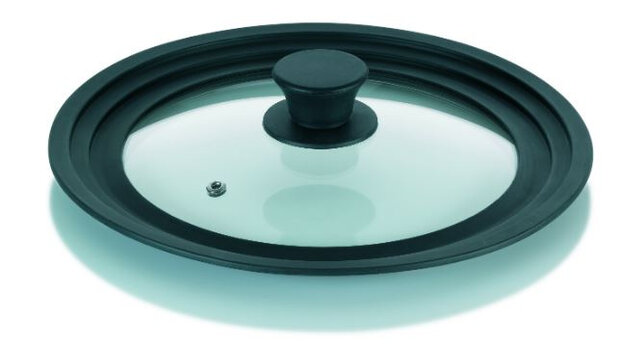 pannendeksel Concetta 28 cm glas transparant/zwart