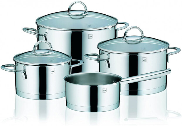 pannenset Cailin 16-20-24 cm edelstaal zilver 4-delig