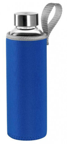 drinkfles 500 ml glas blauw/transparant