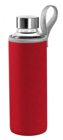 drinkfles 500 ml glas rood/transparant