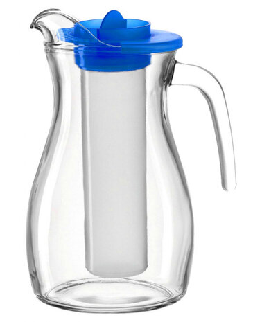 schenkkan Fresh 1,3 liter glas transparant/blauw