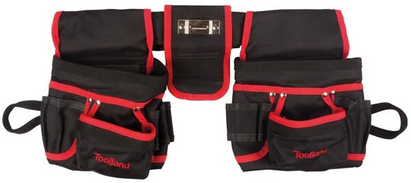 gereedschapsdrager dubbel 52 x 42 cm nylon zwart/rood