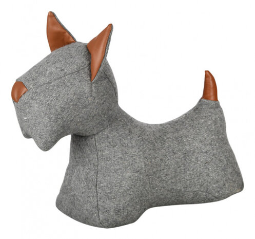 deurstopper Hond 31,4 x 26,9 cm vilt grijs/lichtbruin