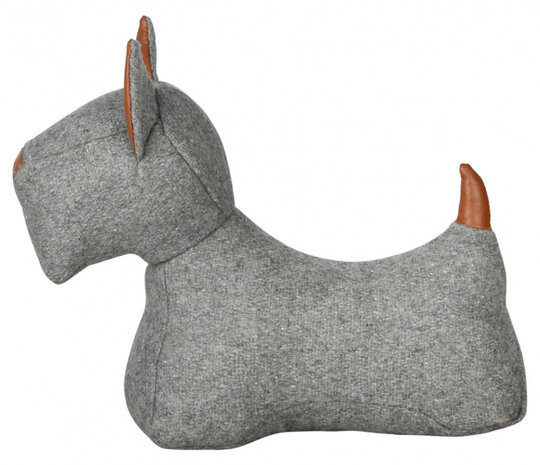 deurstopper Hond 31,4 x 26,9 cm vilt grijs/lichtbruin