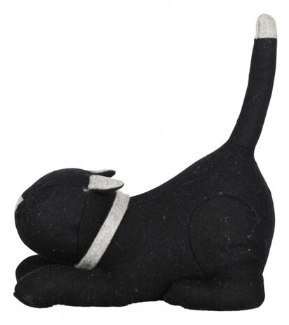 deurstopper Kat 26,4 x 30,5&nbsp;cm vilt zwart/wit