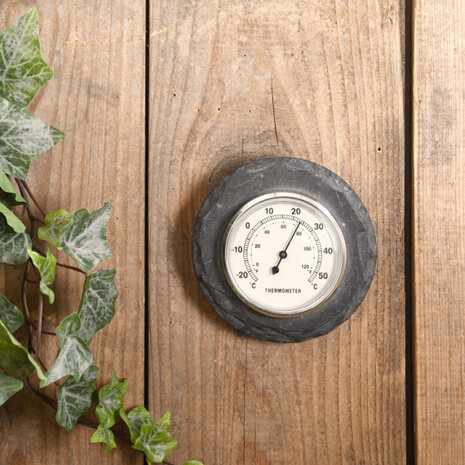 buitenthermometer 4 x 10 cm leisteen grijs