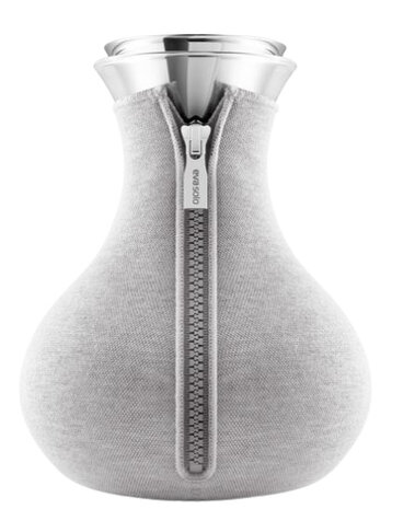 theemaker 1 liter glas/RVS/neopreen transparant/grijs