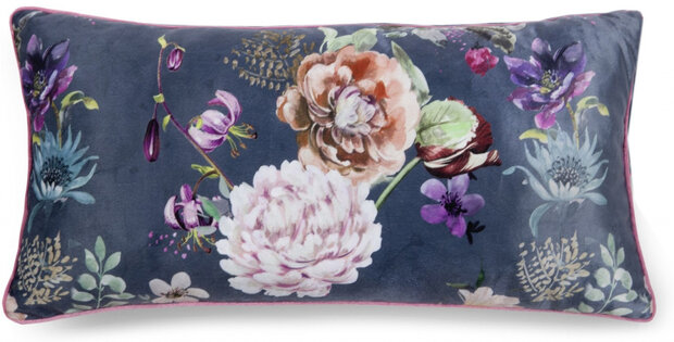 sierkussen Parma 60 x 30 cm polyester donkerblauw