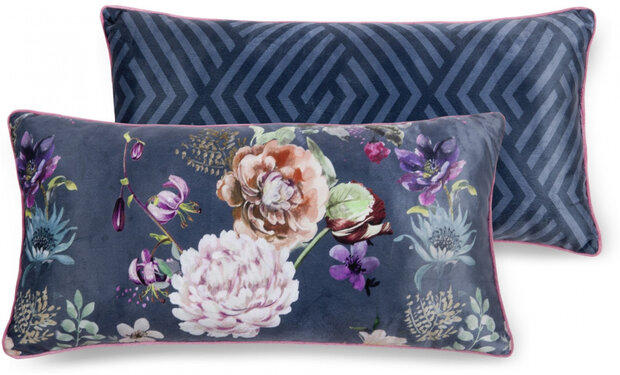 sierkussen Parma 60 x 30 cm polyester donkerblauw