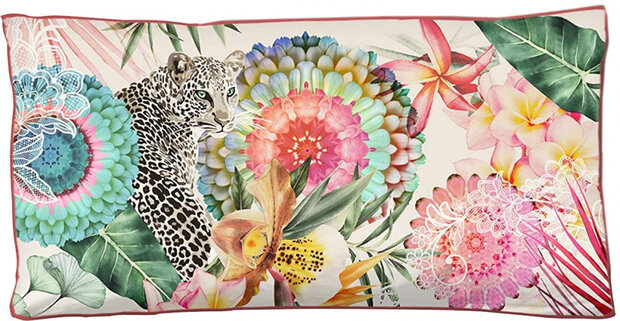 sierkussen Verda 60 x 30 cm polyester roze/blauw