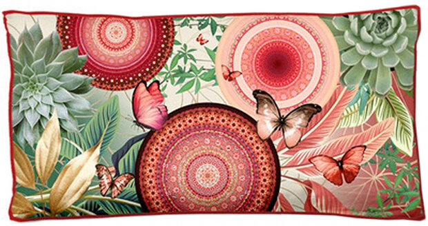 sierkussen Jimena 60 x 30 cm polyester rood/groen