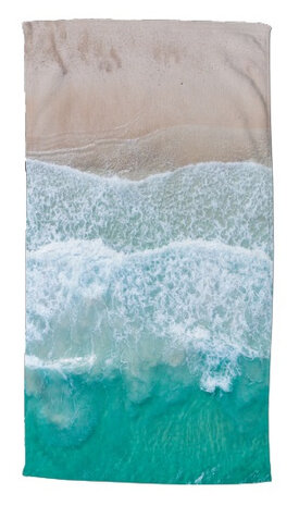 strandlaken Holiday 100 x 180 cm velours aqua/bruin