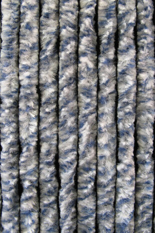 kattenstaartgordijn 220 x 90 cm pluche blauw/wit