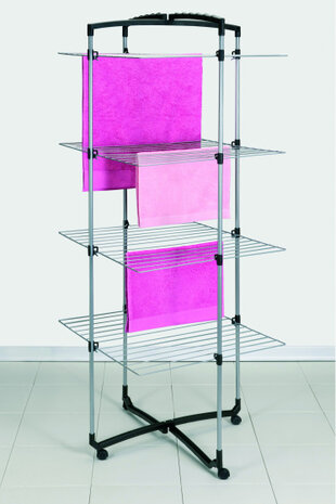 droogtoren Faro 171 x 64 cm staal matzilver/zwart