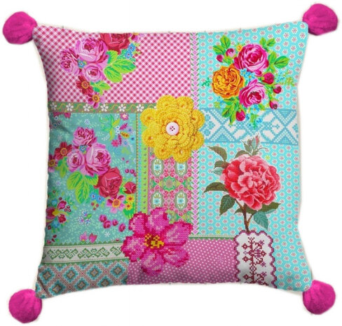 sierkussen Paradise 48 x 48 cm polyester blauw/roze