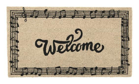 deurmat Welcome 70 x 40 cm kokosvezel naturel/zwart