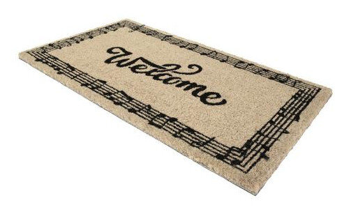 deurmat Welcome 70 x 40 cm kokosvezel naturel/zwart