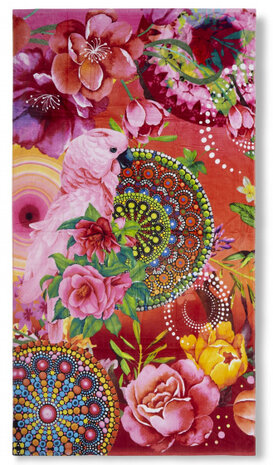 strandlaken Nevine 100 x 180 cm katoen rood/roze