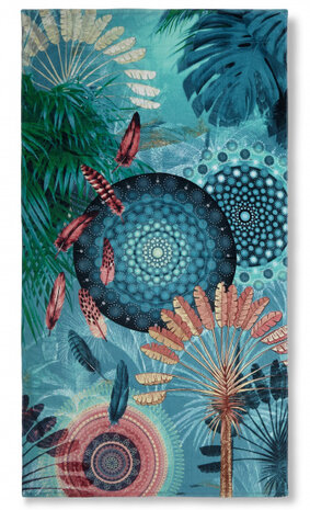 strandlaken Kanya 100 x 180 cm katoen donkerblauw/bruin