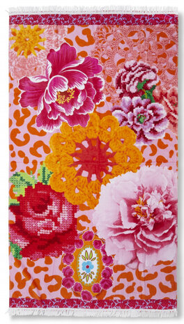 strandlaken Liberty 100 x 180 cm velours roze/rood