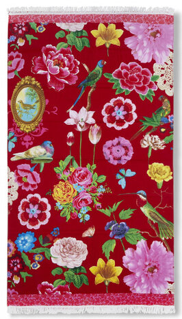 strandlaken Blossom 100 x 180 cm velours rood