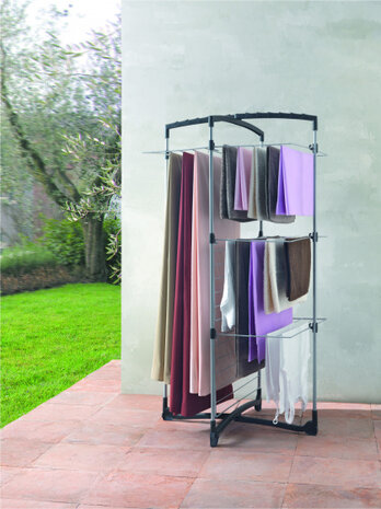 droogrek Fortino 69 x 64 x 134 cm staal zilver/zwart