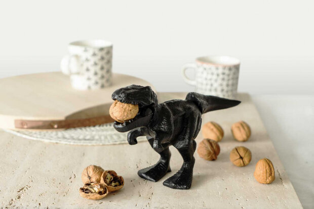 notenkraker Dinosaur 15 x 25 cm staal zwart