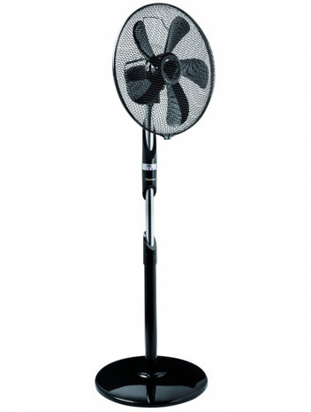 staande ventilator 115-135 cm 55W staal zwart
