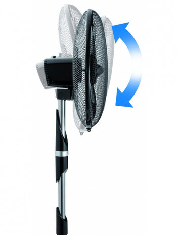 staande ventilator 115-135 cm 55W staal zwart