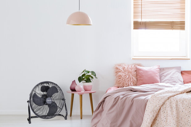 vloerventilator Retro 45 cm 3 standen 100W zwart