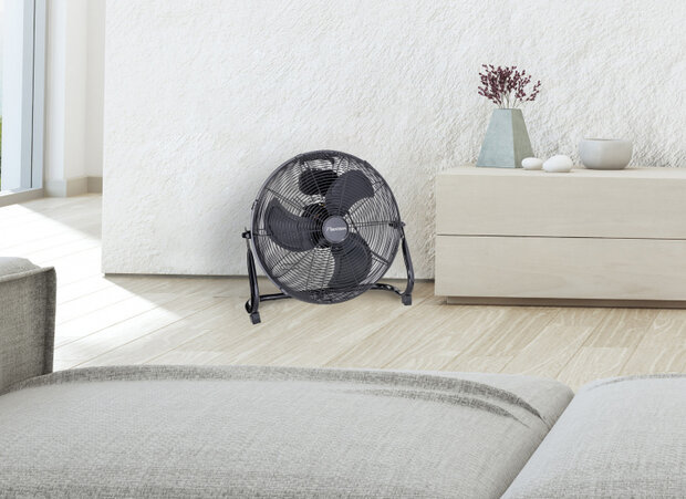 vloerventilator Retro 45 cm 3 standen 100W zwart