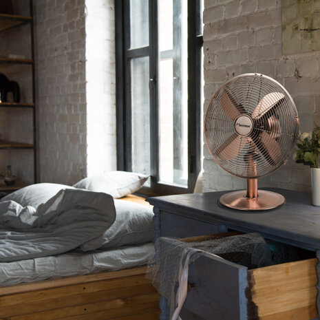 tafelventilator Retro 35 cm 3 standen 75&deg; 35W koper