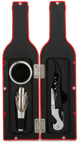 flesopener set 23,5 x 6,3 cm rvs zwart 3-delig