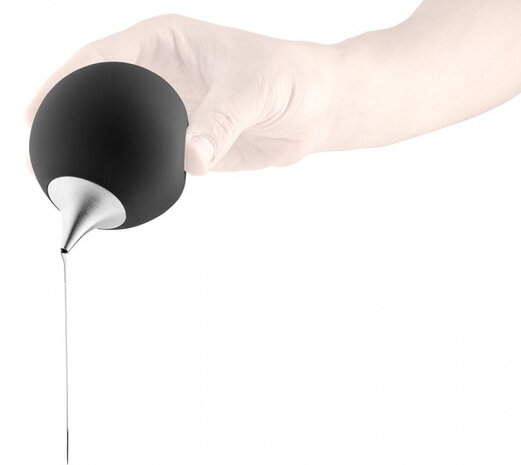 zeepdispenser 8 cm siliconen/RVS zwart/zilver