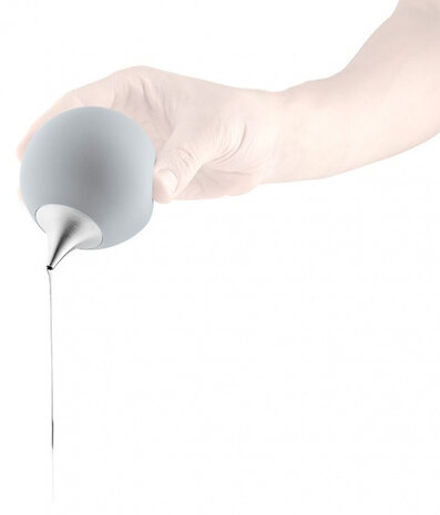 zeepdispenser 8 cm siliconen/RVS grijs/zilver