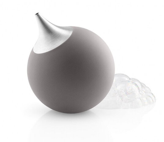 zeepdispenser 8 cm siliconen/RVS bruin/zilver