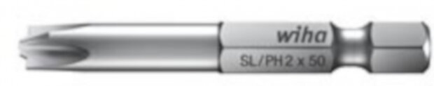 bit Professional 1/4&quot; SL/PH1 x 50 mm staal zilver