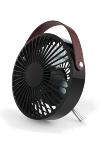 ventilator 16,2 cm ABS/kunstleer/rvs zwart/bruin