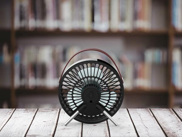 ventilator 16,2 cm ABS/kunstleer/rvs zwart/bruin