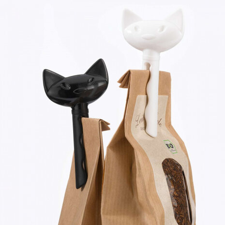 vershoudclips Miaou 4,5 x 8,6 cm zwart/wit 2 stuks
