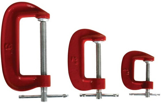 spanklemmen 2,4 - 4,5 - 7,2 cm staal rood 3-delig