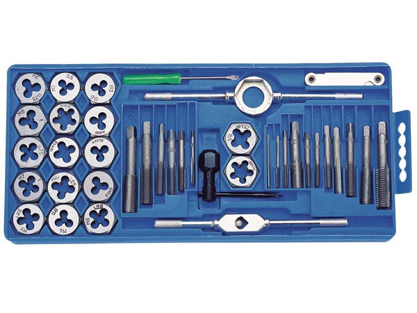 tap- en snijmoerset chroom zilver 40-delig