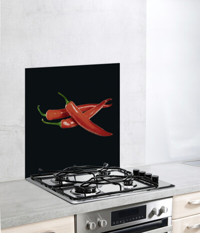 spatbescherming 70 x 60 cm glas zwart/rood