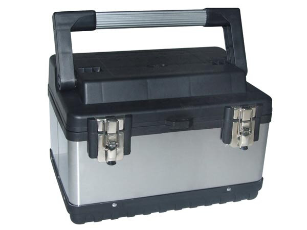 gereedschapskoffer 37 x 27 x 22,5 cm RVS zilver/zwart