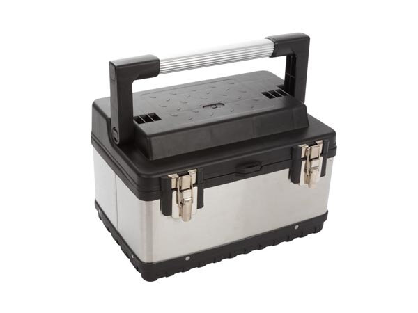 gereedschapskoffer 37 x 27 x 22,5 cm RVS zilver/zwart