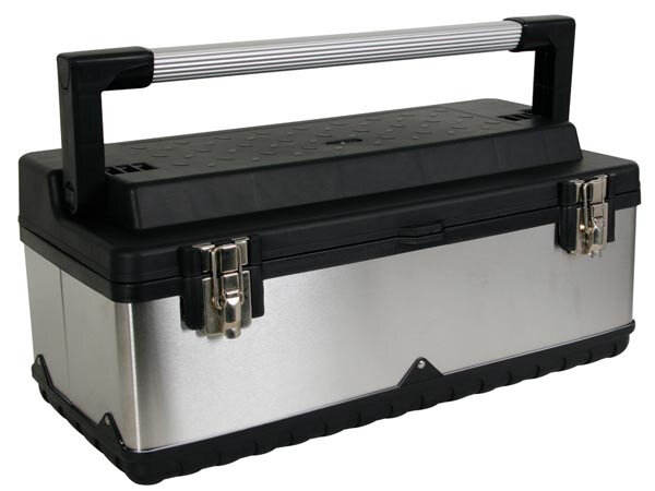 gereedschapskist 59 x 28 x 25,5 cm RVS zilver/zwart
