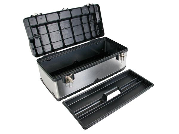 gereedschapskist 59 x 28 x 25,5 cm RVS zilver/zwart